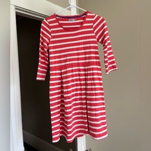 Red and White 3/4 Sleeve Crew Neck Sundress